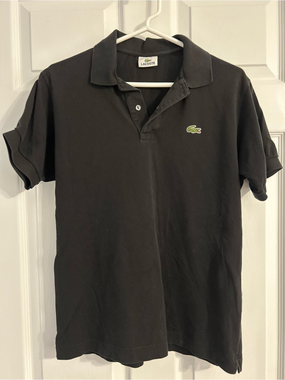 Lacoste Men's Black Polo with Green Crocodile Logo